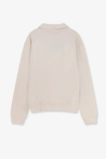 Beige organic cotton polo-style sweatshirt with ribbed cuffs and hem from woodbird mens collection