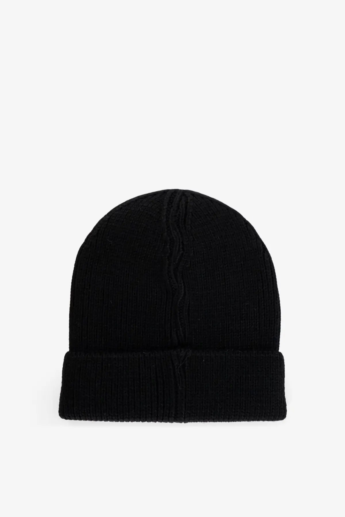 Woodbird men’s wbyupa black ribbed knit beanie with folded cuff made of wool and acrylic for cold weather use