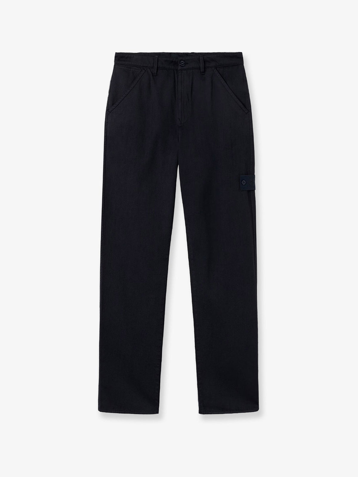 Stone Island Men's Wool and Cotton Blend Trousers Black