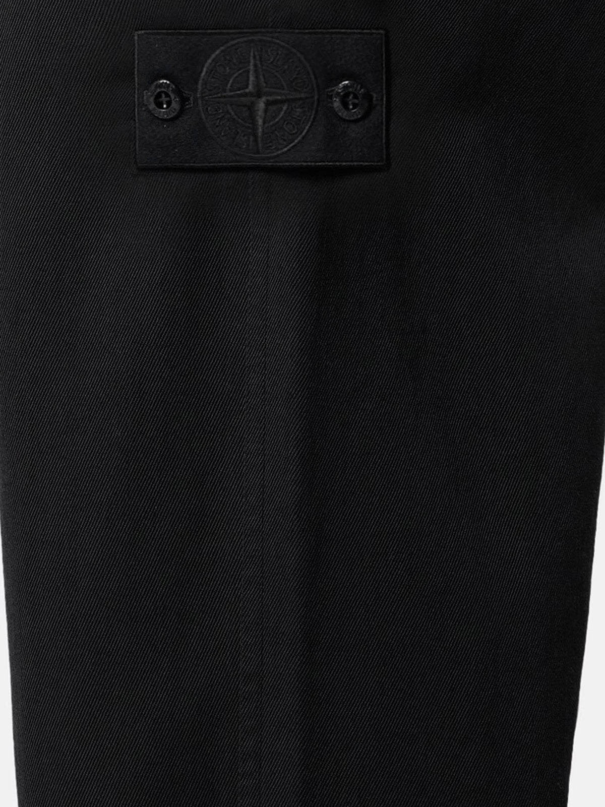 Stone Island Men's Wool and Cotton Blend Trousers Black