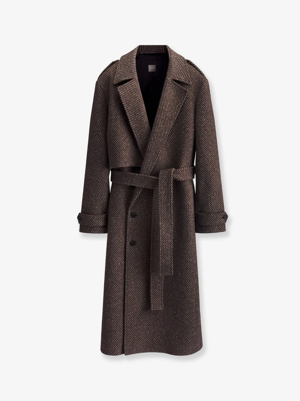 Dior Men's Wool and Silk Blend Natté Coat Brown