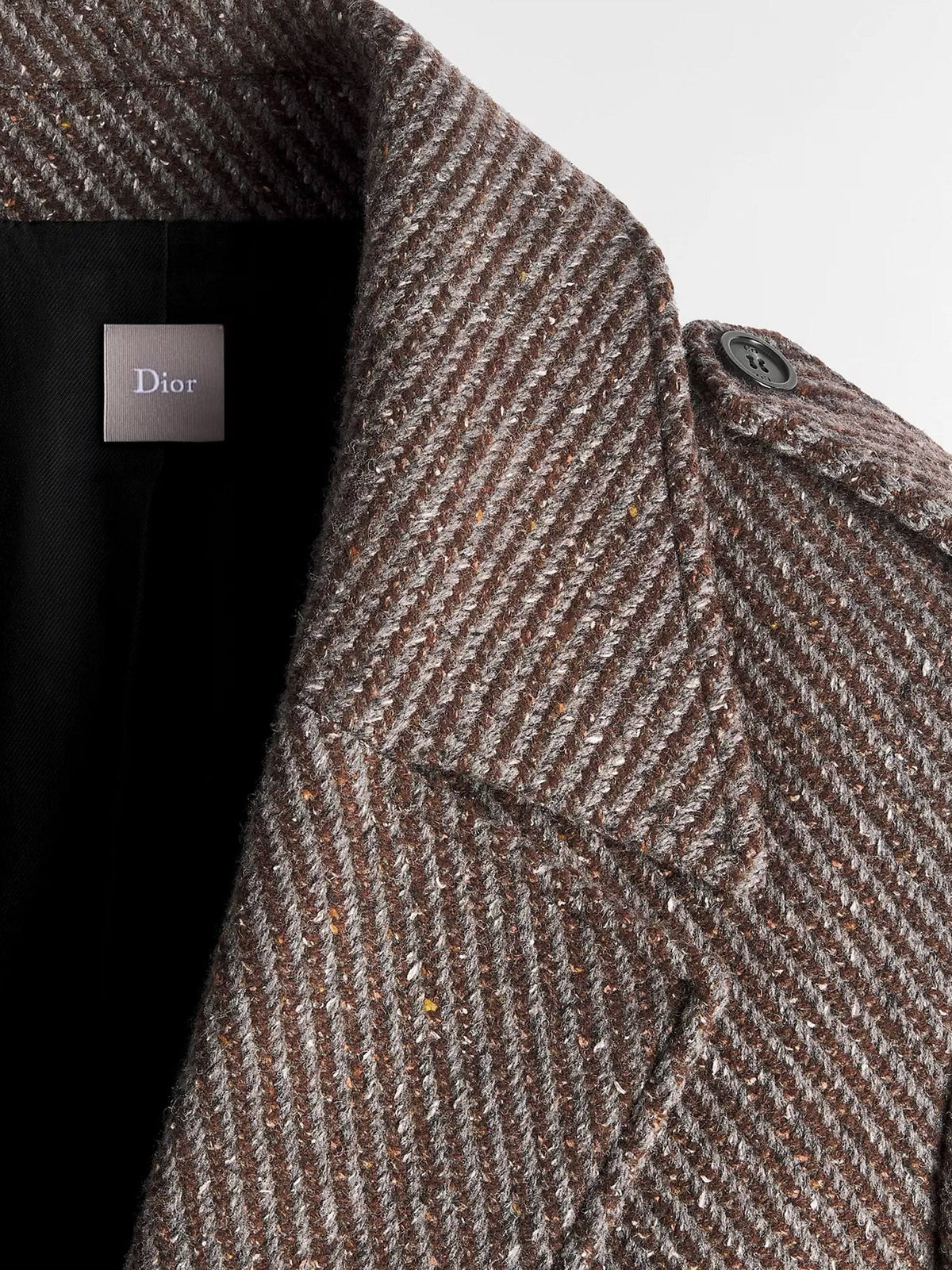 Dior Men's Wool and Silk Blend Natté Coat Brown