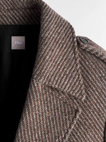 Dior Men's Wool and Silk Blend Natté Coat Brown