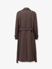 Dior Men's Wool and Silk Blend Natté Coat Brown