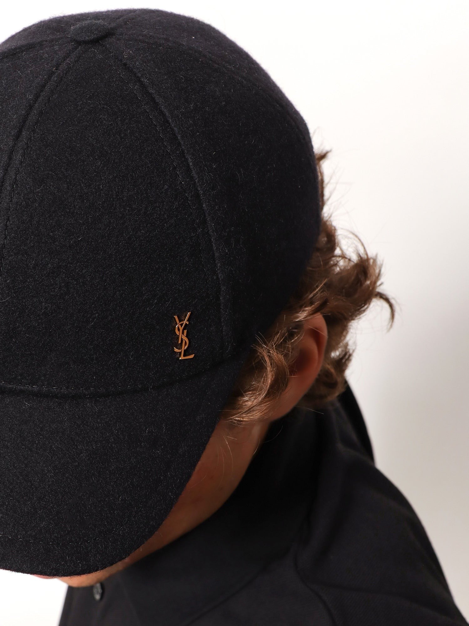 Saint Laurent Unisex Wool Baseball Hat Black