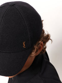 Saint Laurent Unisex Wool Baseball Hat Black