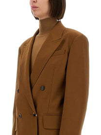 Max Mara Women's Wool Blend Double Breasted Jacket Brown