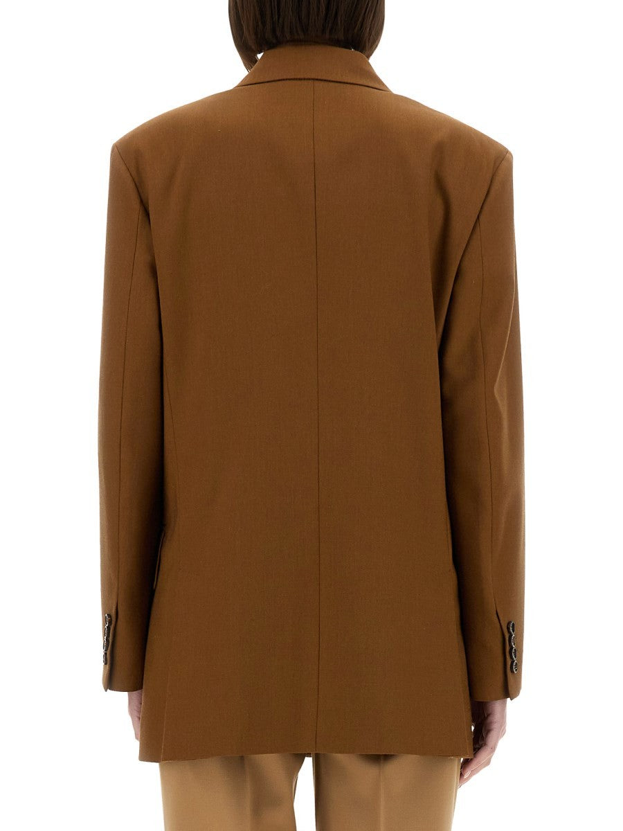 Max Mara Women's Wool Blend Double Breasted Jacket Brown