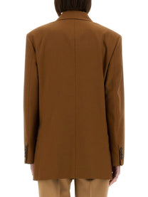 Max Mara Women's Wool Blend Double Breasted Jacket Brown