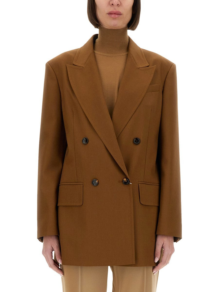 Max Mara Women's Wool Blend Double Breasted Jacket Brown