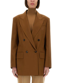 Max Mara Women's Wool Blend Double Breasted Jacket Brown