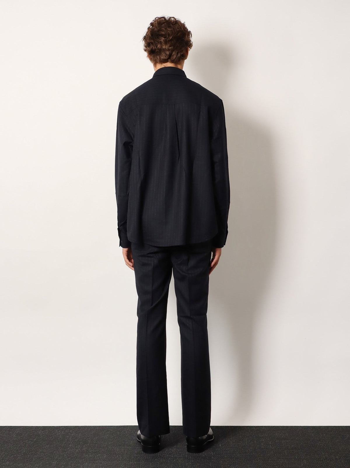 Tonywack Unisex Wool Blend Unisex Pinstriped Trousers Blue