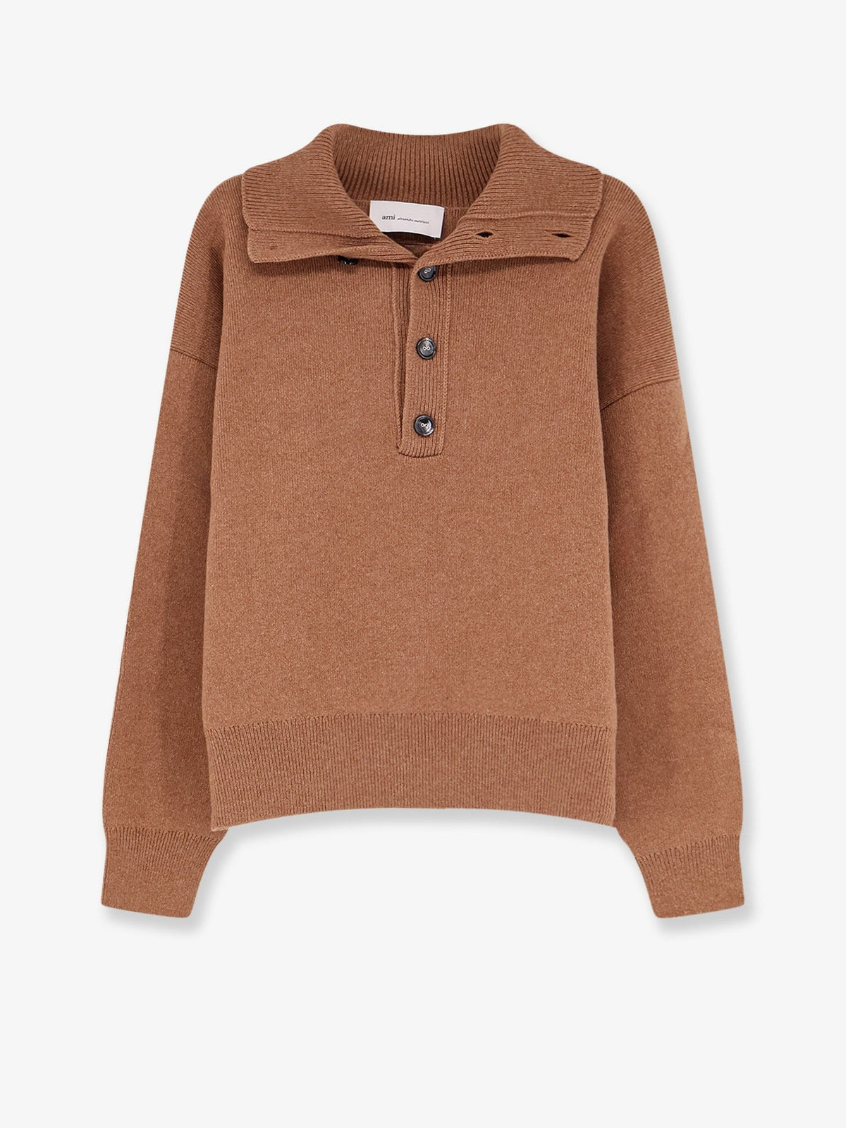 Ami Paris Men's Wool Knit Cardigan Beige