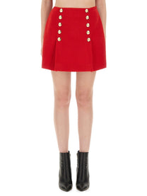 Balmain Women's Wool Mini Skirt Red