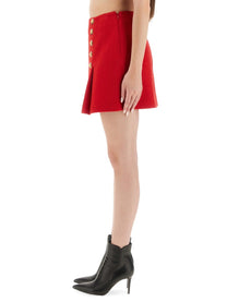 Balmain Women's Wool Mini Skirt Red