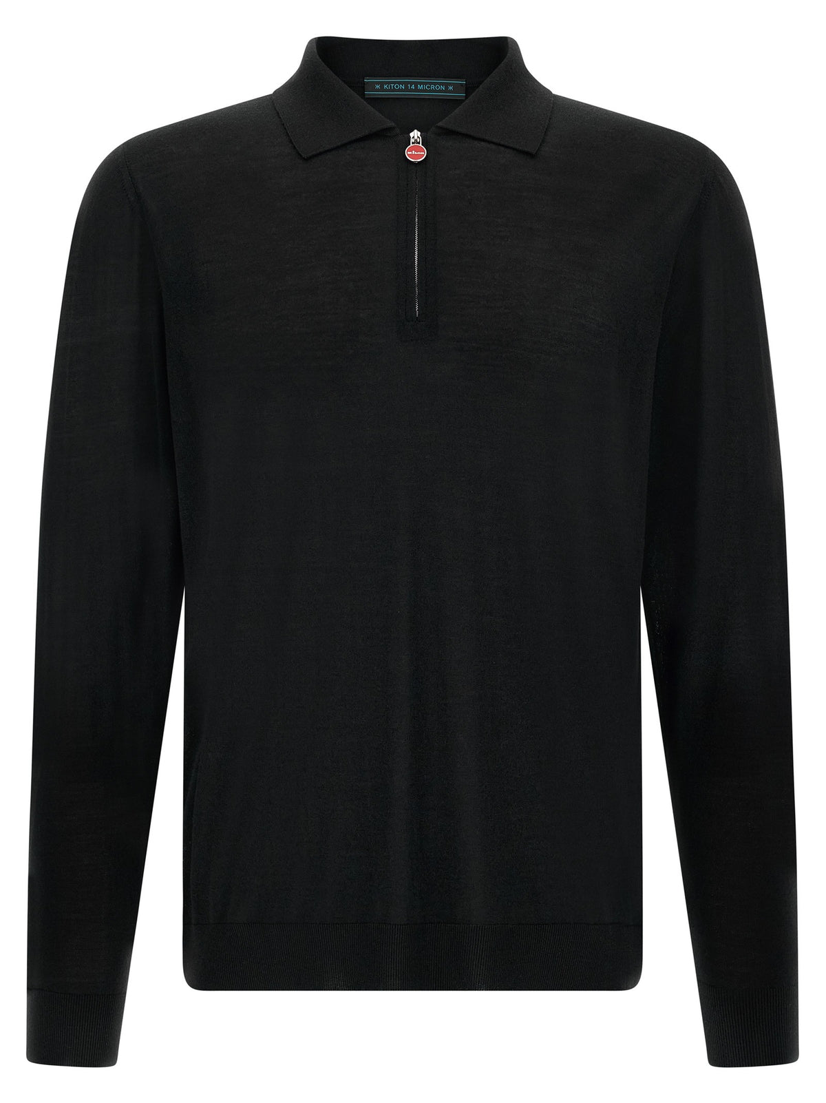 Kiton Wool Polo Shirt Microns Black