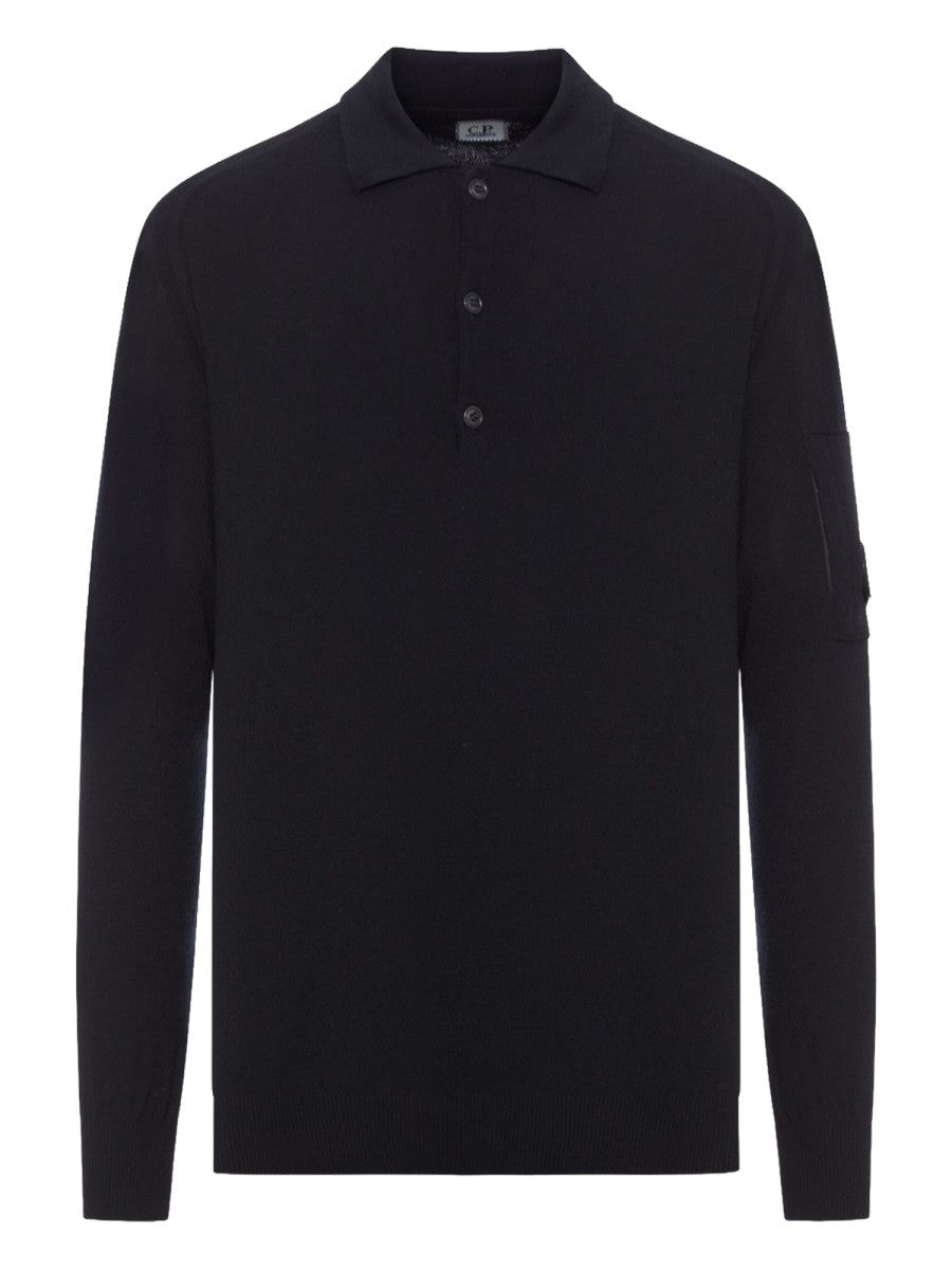 C.P. Company Men's Wool Polo Black
