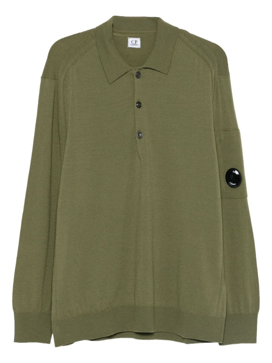 C.P. Company Men's Wool Polo Green