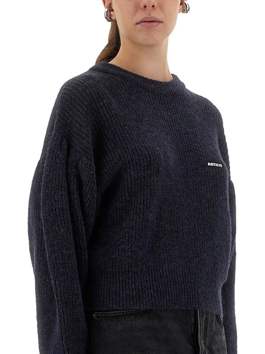 Rotate Birger Christensen Women's Wool Puff Sweater Blue