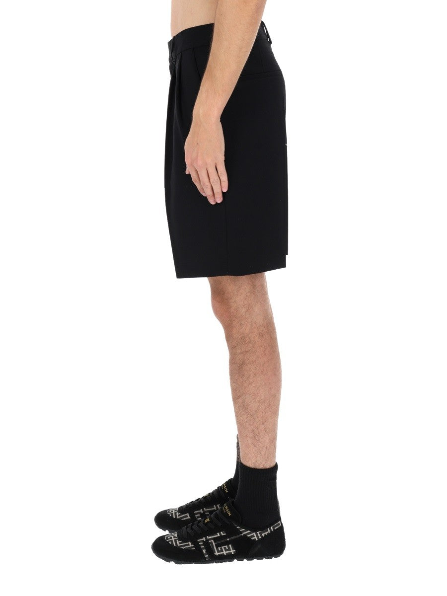 Balmain Men's Wool Tailored Shorts Black