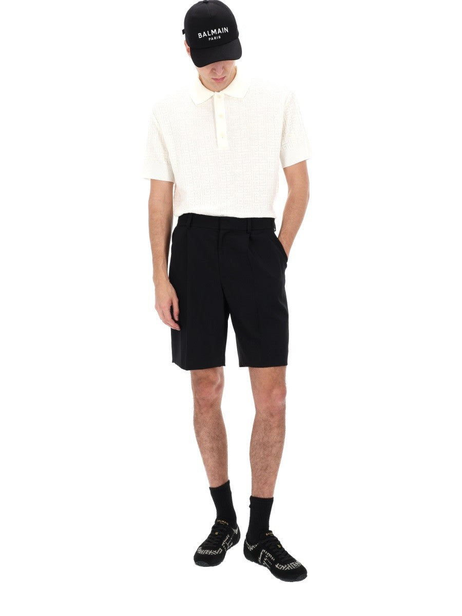 Balmain Men's Wool Tailored Shorts Black
