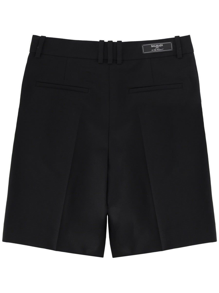 Balmain Men's Wool Tailored Shorts Black
