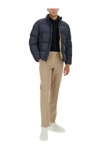 Woolrich men’s down jacket cloud blue navy blue quilted puffer with beige inner lining for cold weather