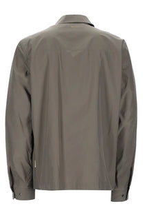 Woolrich men’s giacca urban timber overshirt in olive green with subtle sheen and structured shoulders wool blend