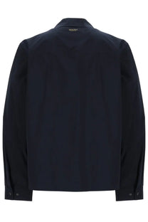 Woolrich men’s dark navy wool Urban Timber overshirt jacket with classic collar and buttoned cuffs