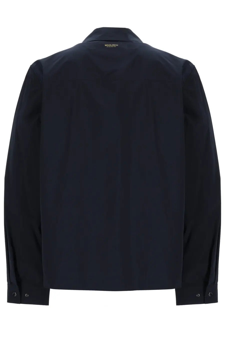 Dark navy woolrich men’s urban timber overshirt made of wool with classic collar and buttoned cuffs