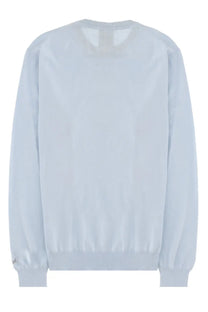 Light blue woolrich men’s long-sleeved knit sweater in cotton with ribbed hem and cuffs