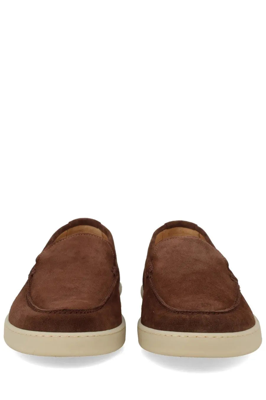 Woolrich men’s mocassino brown suede slip-on loafers with cream rubber sole for comfortable casual wear