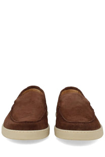 Woolrich men’s mocassino brown suede slip-on loafers with cream rubber sole for comfortable casual wear