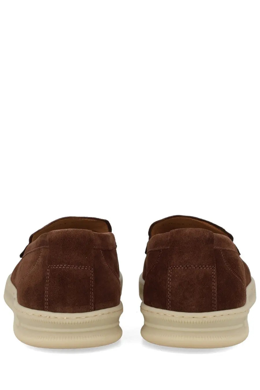 Woolrich men’s mocassino brown suede slip-on loafers with cream rubber sole for casual wear