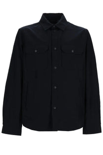 Woolrich men’s overshirt ramar black button-up shirt with two chest pockets and classic collar in wool material