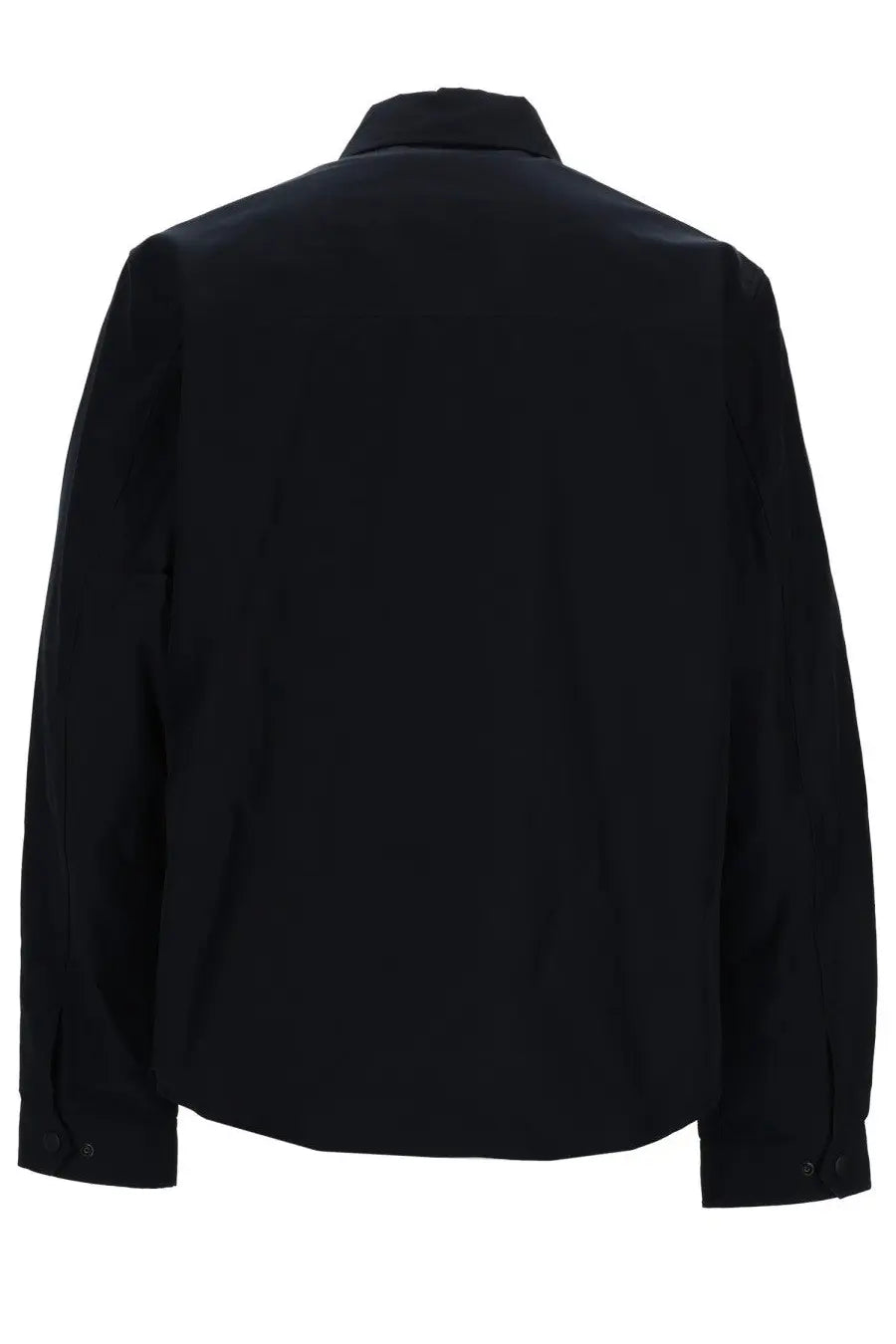 Woolrich men’s overshirt in black long-sleeve button-up design with classic collar and neatly stitched seams