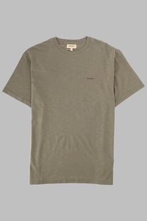 Woolrich men’s olive green cotton t-shirt with a soft fabric and minimalist embroidered logo on the left chest