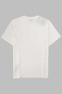 Woolrich men’s white cotton t-shirt with a minimalist design and subtle textured patch on the shoulder