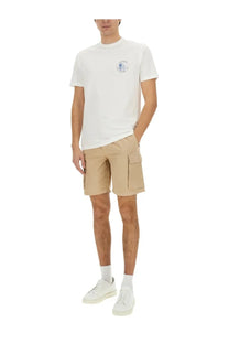 Woolrich men’s white cotton t-shirt with a small blue circular logo on the left chest