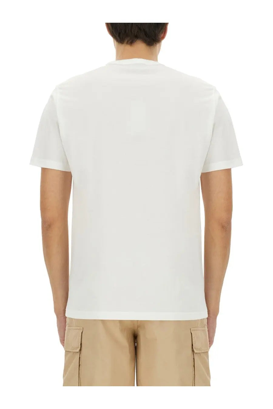 Woolrich men’s white cotton t-shirt with simple crew neck and short sleeves front view