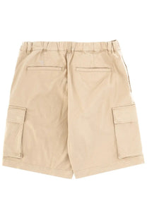 Woolrich men’s beige cargo shorts in cotton with elastic waistband and two large side pockets