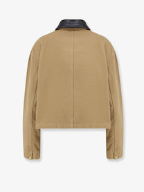 Balenciaga Women's Workwear Cropped Canvas Jacket Beige