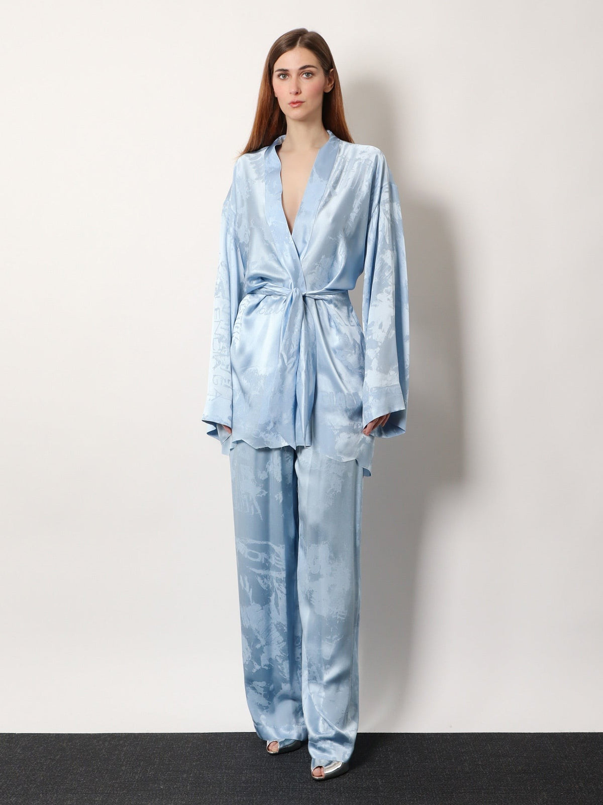 Balenciaga Women's Wrap Silk Mini Dress Blue