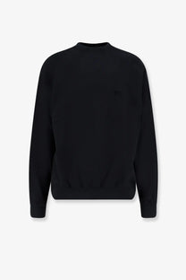 Y-3 men’s black cotton blend crewneck sweatshirt with a subtle logo on the left chest for casual wear