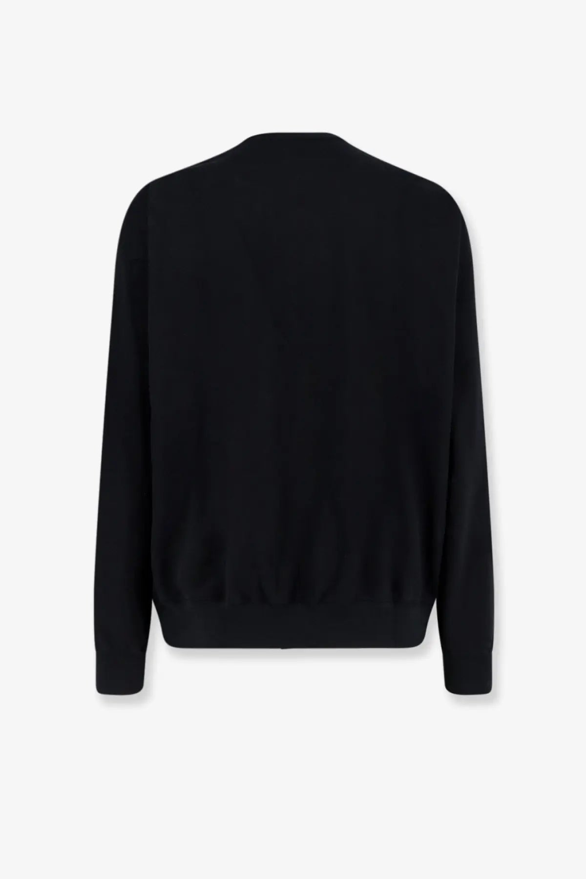 Black y-3 men’s cotton blend crewneck sweater with long sleeves and ribbed cuffs for casual wear