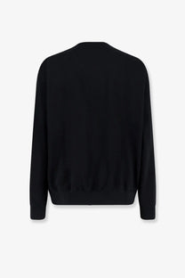 Black y-3 men’s cotton blend crewneck sweater with long sleeves and ribbed cuffs for casual wear