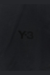 Black y-3 logo embroidered on dark fabric of y-3 men’s cotton blend sweatshirt black
