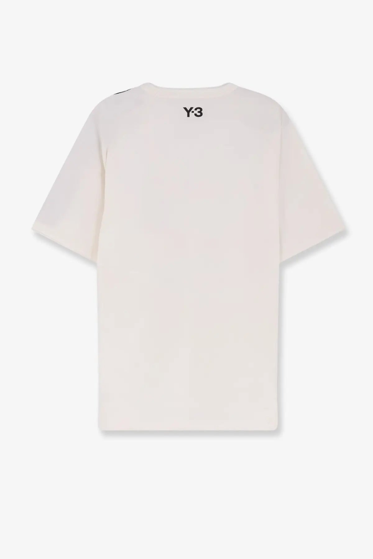 Y-3 men’s beige cotton short-sleeve t-shirt with cream color and minimalist black logo at the neckline