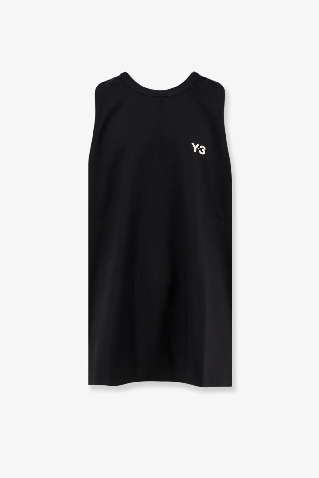 Black sleeveless tank top made of recycled polyester with a small white y-3 logo on the left chest for men