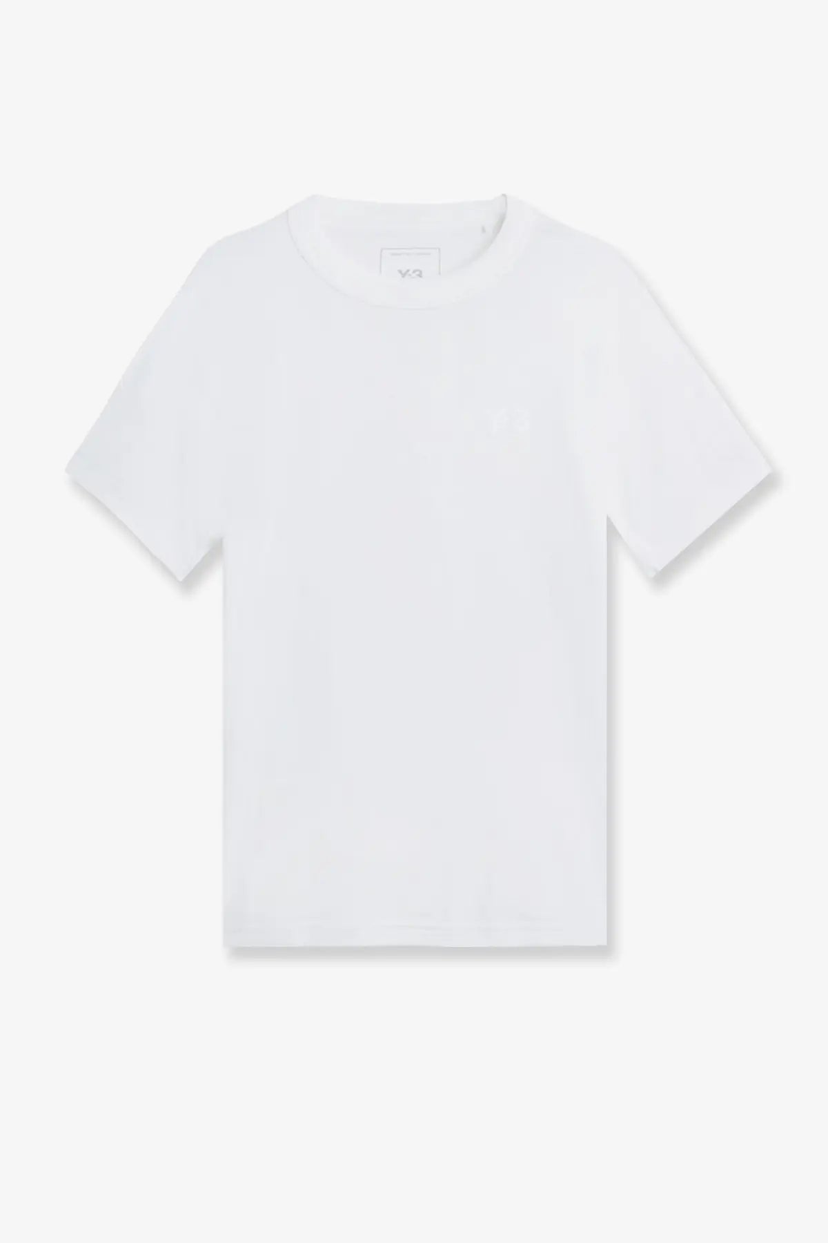 White y-3 men’s slim tee cotton shirt with short sleeves and minimalist design featuring clean simple lines